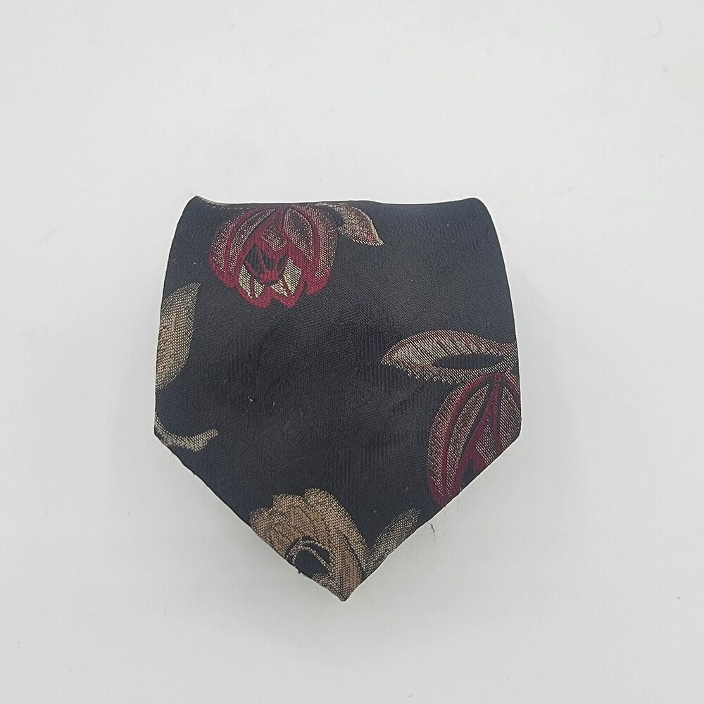 Mens Necktie Black Muilti Colored Towncraft, size 58x 3.5 inch Vintage